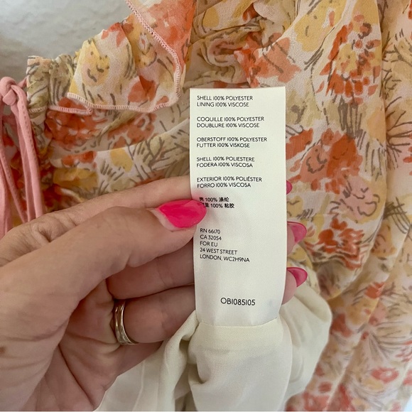 Free People NWT Mabel Ruched Print Blouse Size Large - Picture 10 of 14